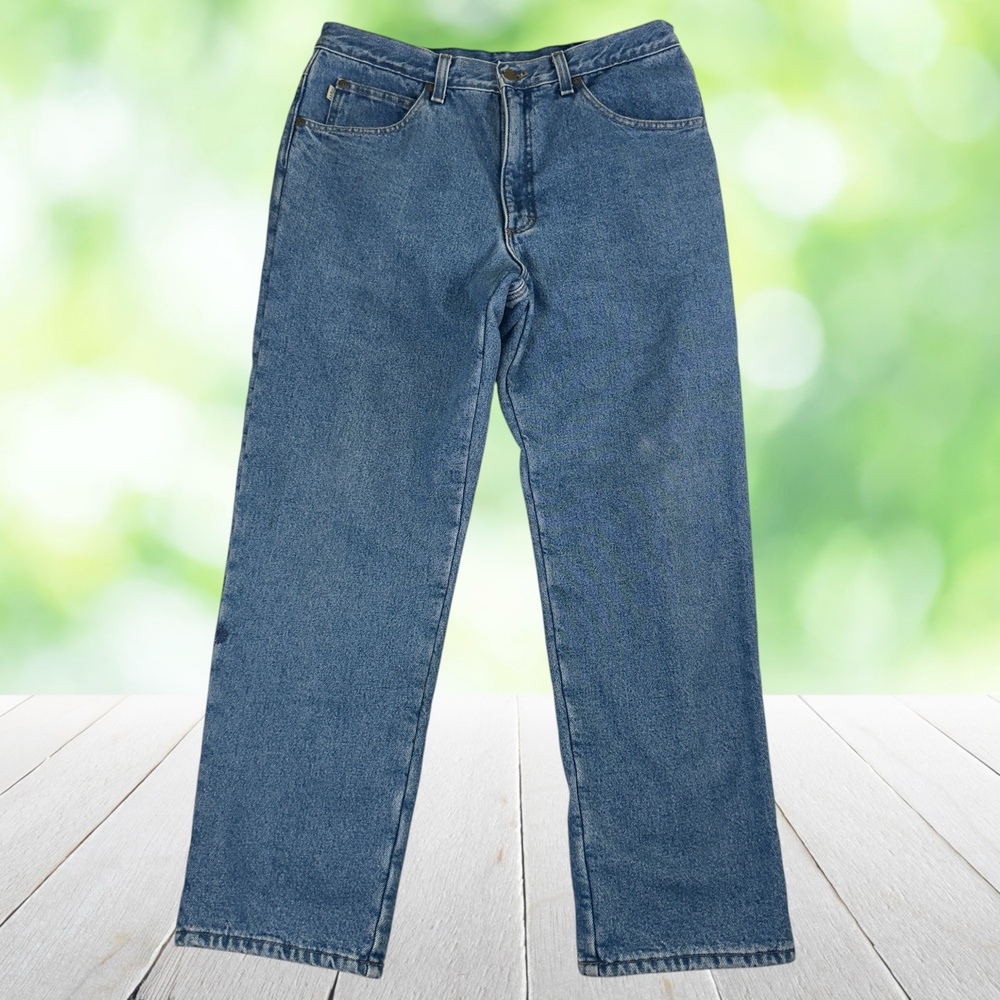 Vintage LL BEAN Double L Fleece Lined Jeans Relaxed Straight Leg Blue Fits 34x29